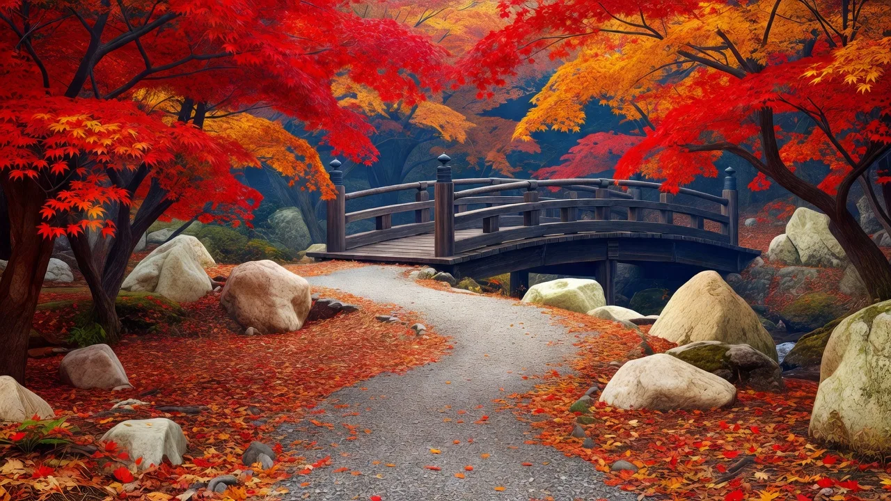 日光の紅葉に彩られた渓谷
