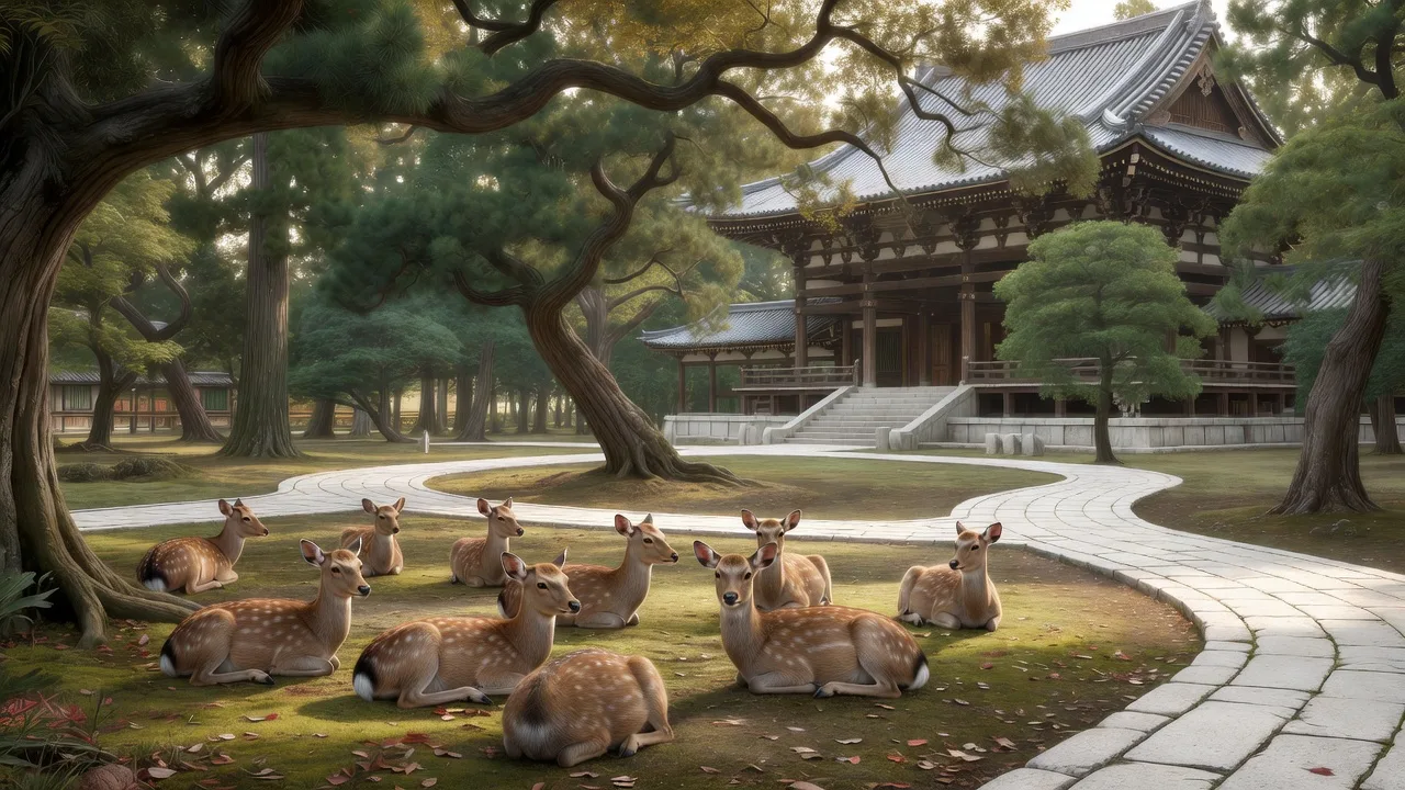 奈良公園の鹿と東大寺